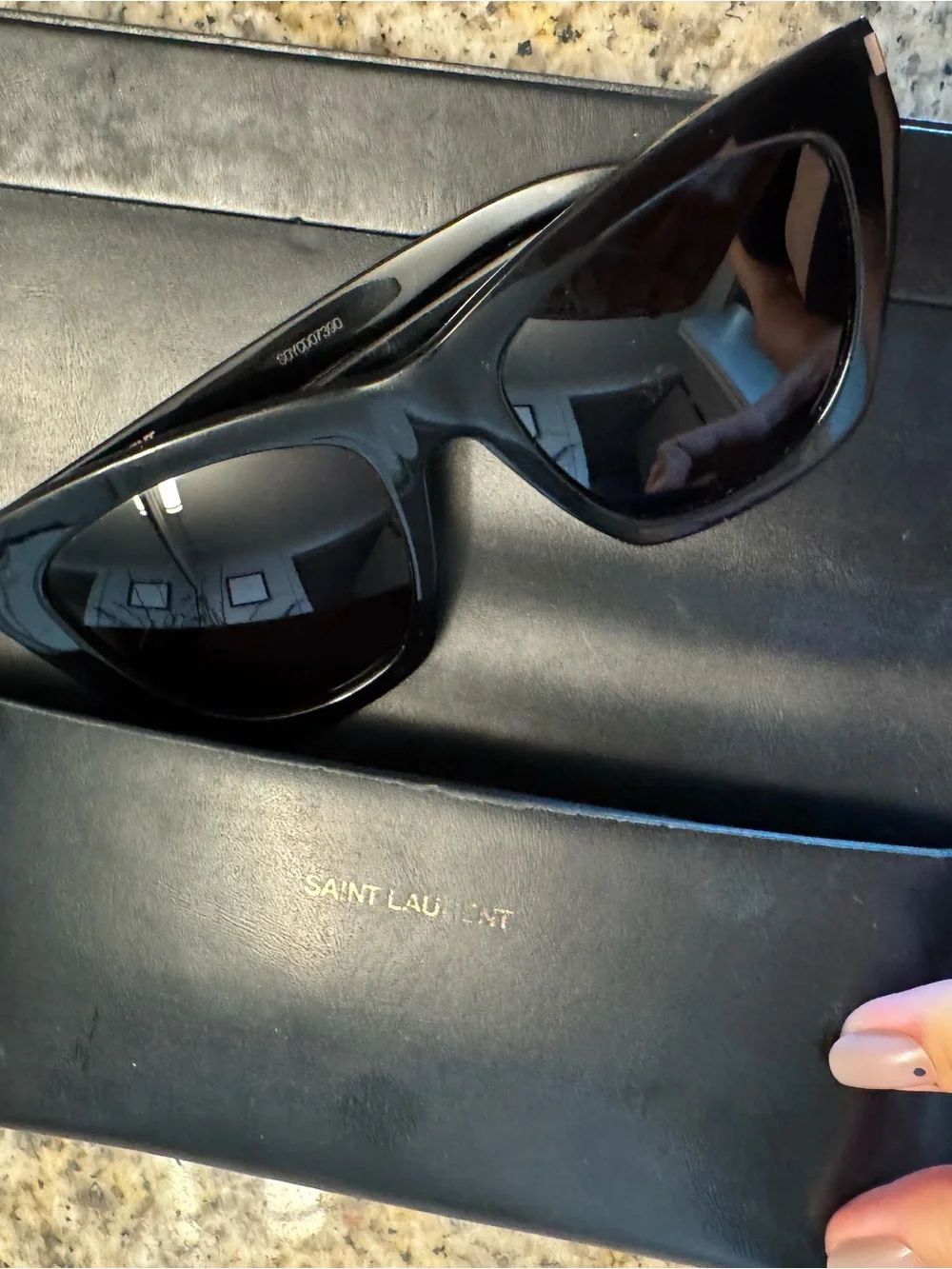 Saint Laurent SL 214 Kate Cat Eye Sunglasses Black Oversized Italy YSL